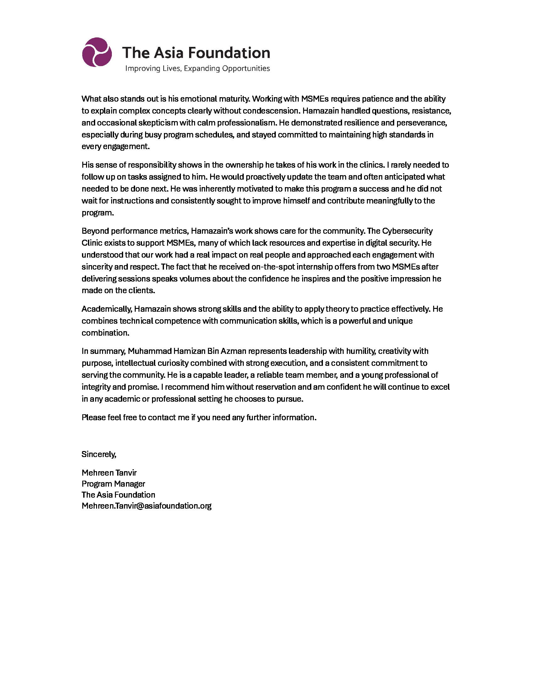 Recommendation Letter Page 2